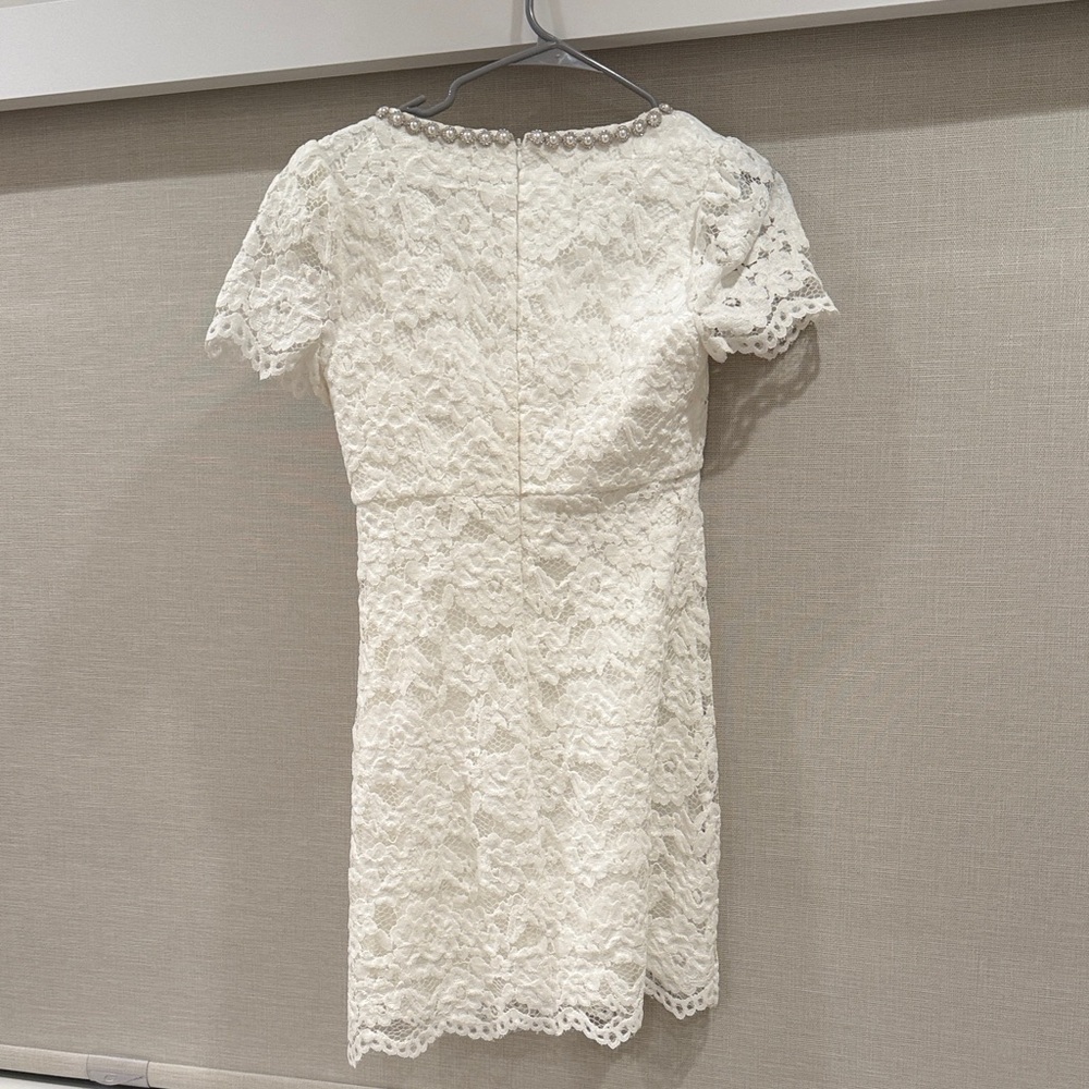 LIKELY White Lace Mini Dress with Pearl Detail - Picture 5 of 5